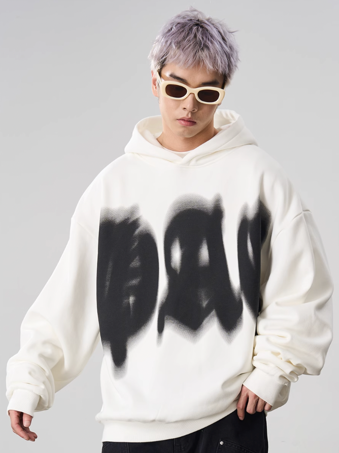 Harsh and Cruel Phantom Gothic Word Gradient Print Hoodie