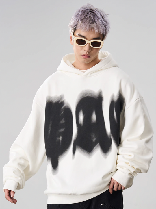 Harsh and Cruel Phantom Gothic Word Gradient Print Hoodie