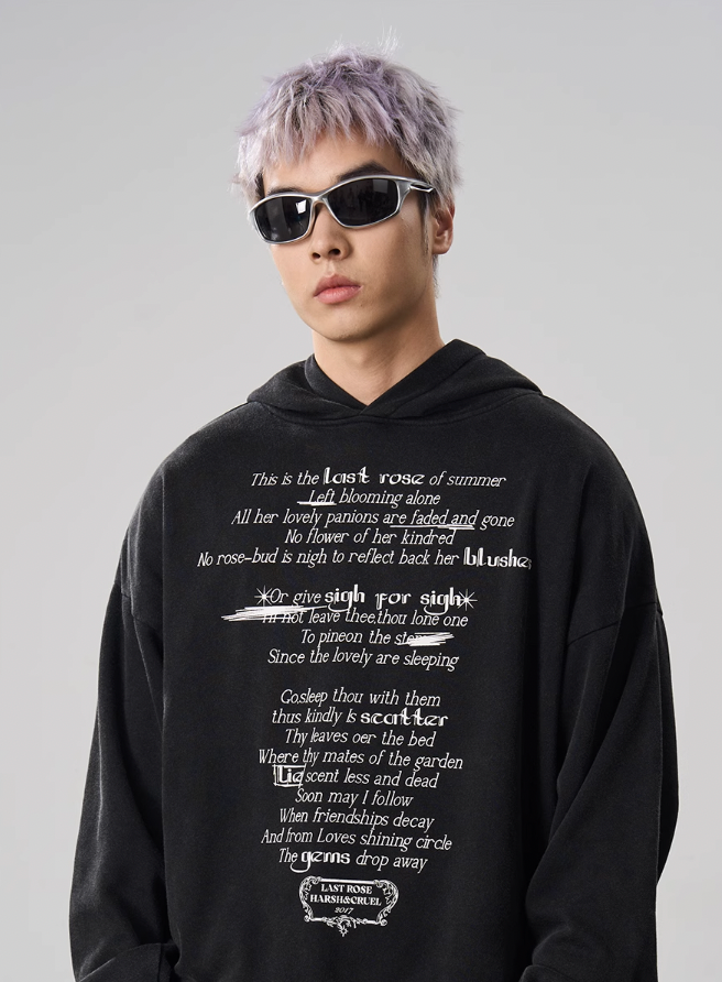 Harsh and Cruel Summer Finale Poetry Graffiti Typography Print Hoodie