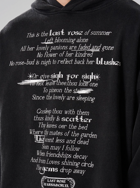 Harsh and Cruel Summer Finale Poetry Graffiti Typography Print Hoodie