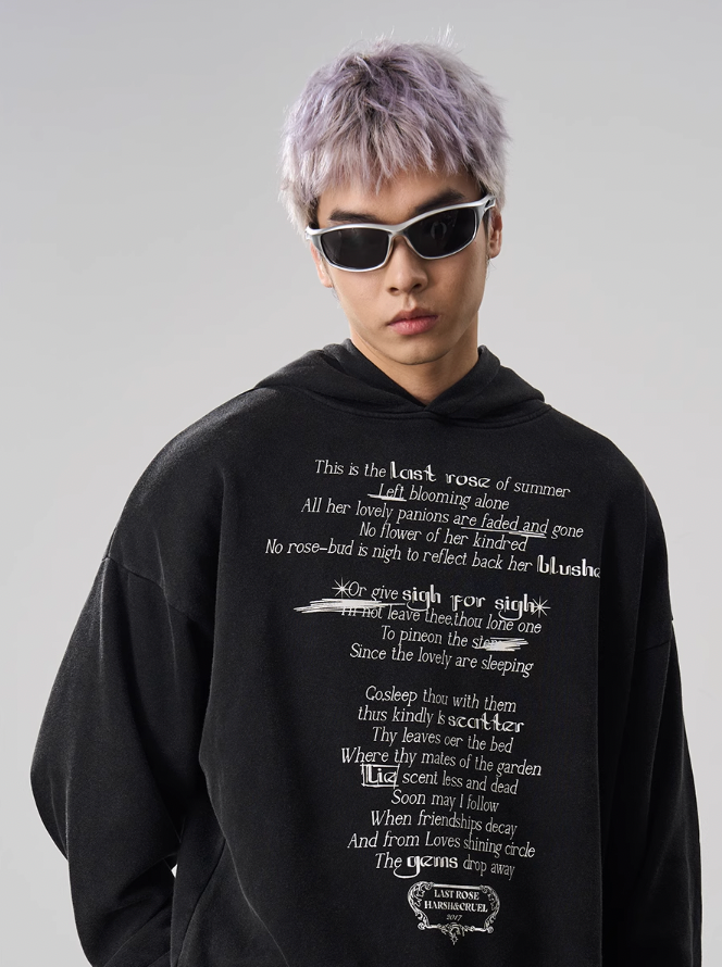 Harsh and Cruel Summer Finale Poetry Graffiti Typography Print Hoodie