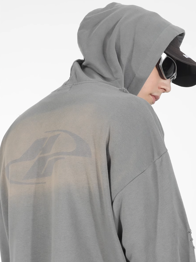 Harsh and Cruel Wash Damage Double Hooded Rope Hoodie