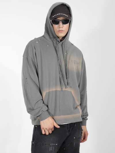 Harsh and Cruel Wash Damage Double Hooded Rope Hoodie
