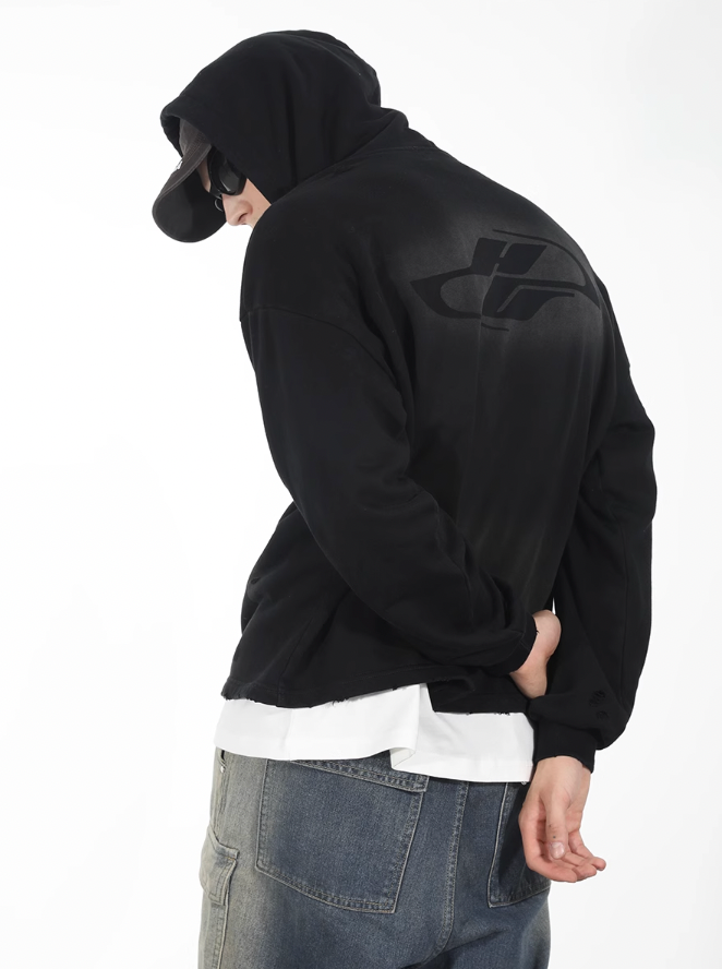 Harsh and Cruel Wash Damage Double Hooded Rope Hoodie