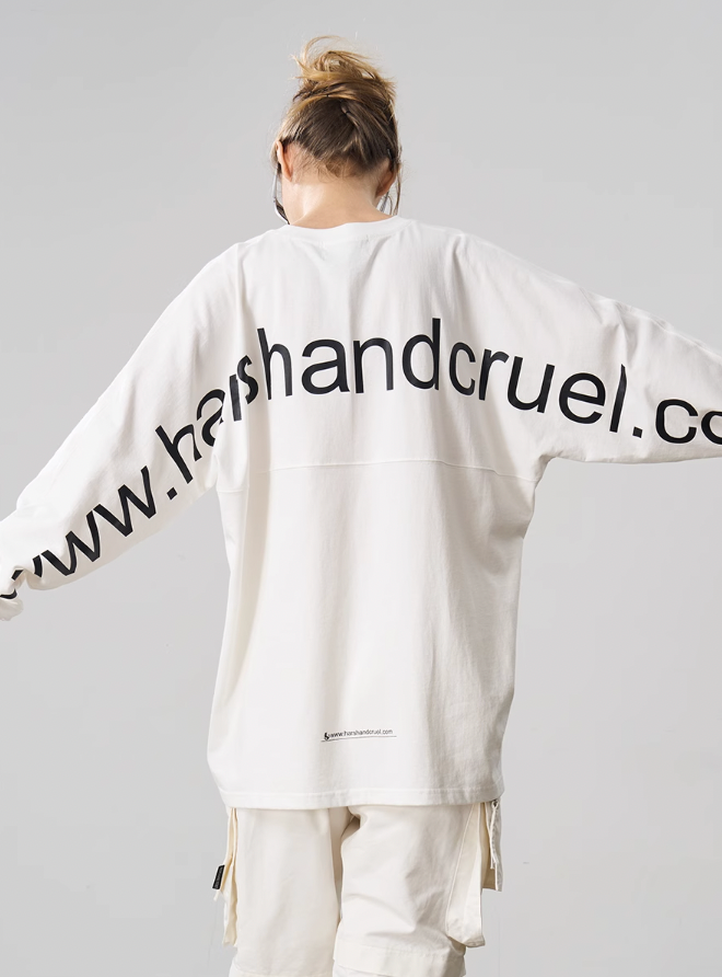 Harsh and Cruel Large Printed Loose Long Sleeve Tee
