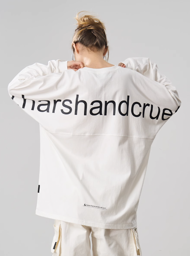 Harsh and Cruel Large Printed Loose Long Sleeve Tee