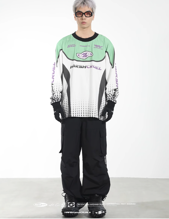 Harsh and Cruel Printed Racing Suit Long Sleeve Tee