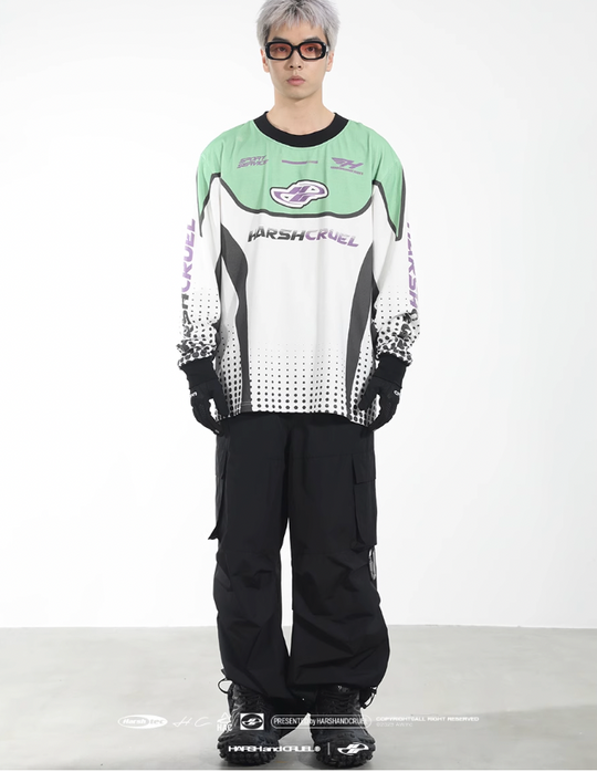 Harsh and Cruel Printed Racing Suit Long Sleeve Tee