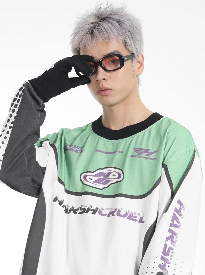 Harsh and Cruel Printed Racing Suit Long Sleeve Tee