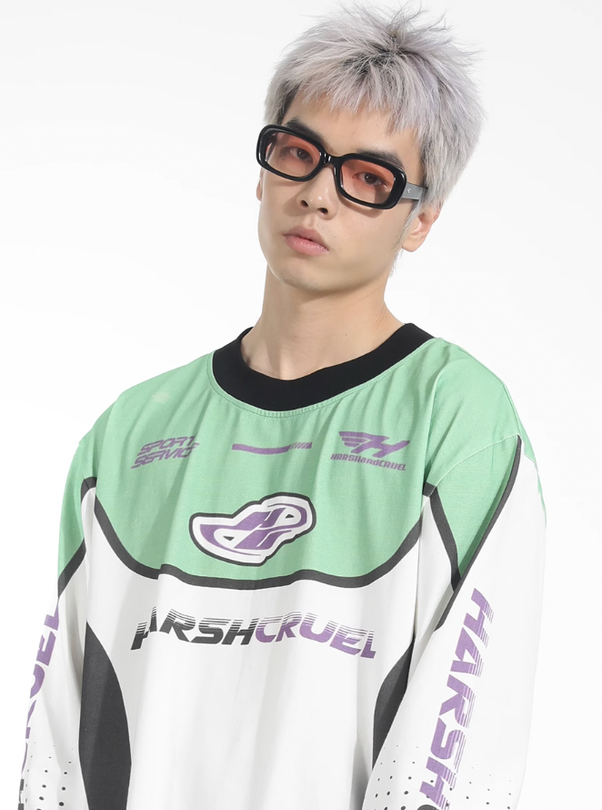 Harsh and Cruel Printed Racing Suit Long Sleeve Tee