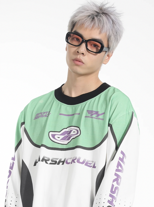 Harsh and Cruel Printed Racing Suit Long Sleeve Tee