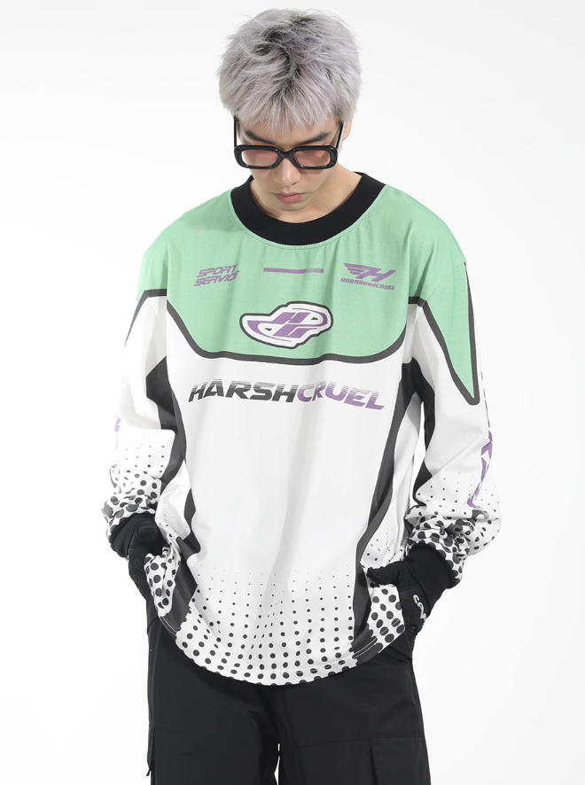 Harsh and Cruel Printed Racing Suit Long Sleeve Tee