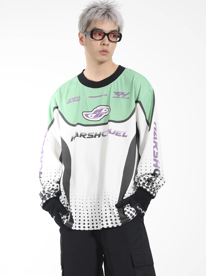 Harsh and Cruel Printed Racing Suit Long Sleeve Tee