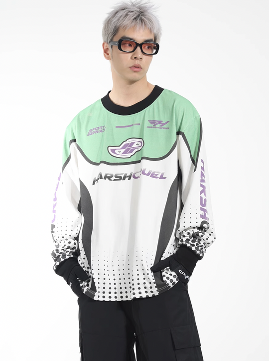 Harsh and Cruel Printed Racing Suit Long Sleeve Tee
