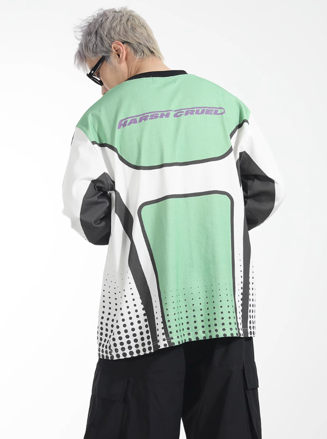Harsh and Cruel Printed Racing Suit Long Sleeve Tee