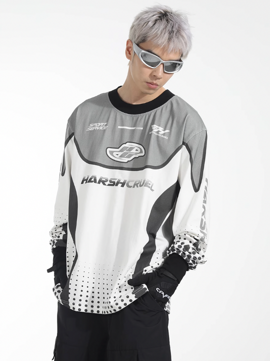 Harsh and Cruel Printed Racing Suit Long Sleeve Tee