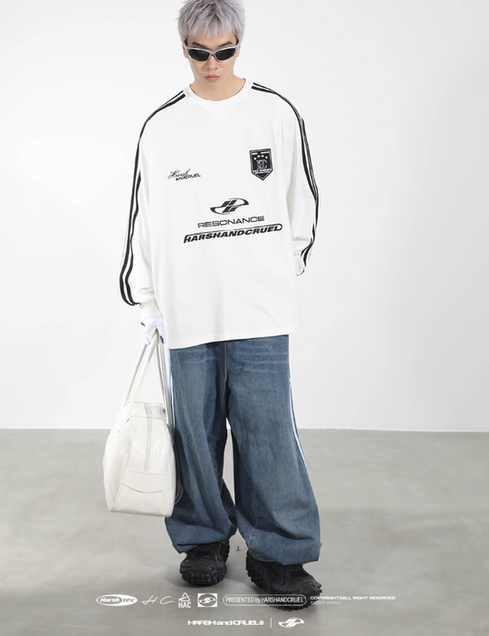 Harsh and Cruel Sport Splicing Embroidery Long Sleeve Tee