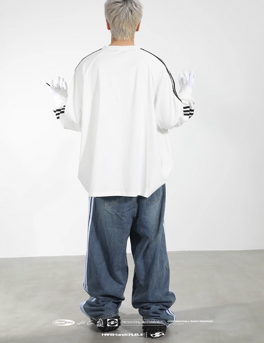 Harsh and Cruel Sport Splicing Embroidery Long Sleeve Tee