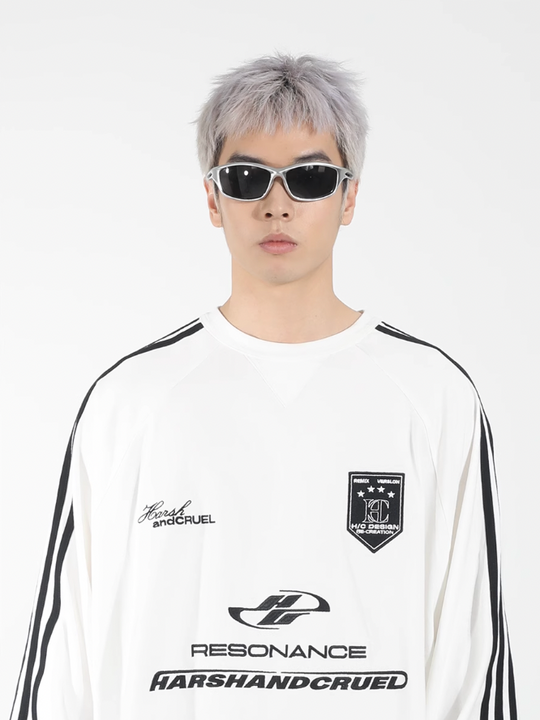 Harsh and Cruel Sport Splicing Embroidery Long Sleeve Tee