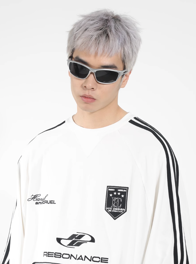Harsh and Cruel Sport Splicing Embroidery Long Sleeve Tee