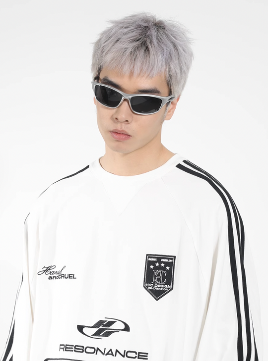 Harsh and Cruel Sport Splicing Embroidery Long Sleeve Tee