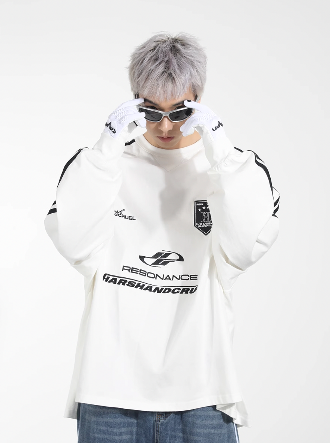 Harsh and Cruel Sport Splicing Embroidery Long Sleeve Tee