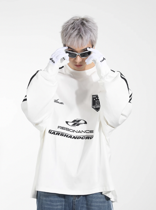 Harsh and Cruel Sport Splicing Embroidery Long Sleeve Tee