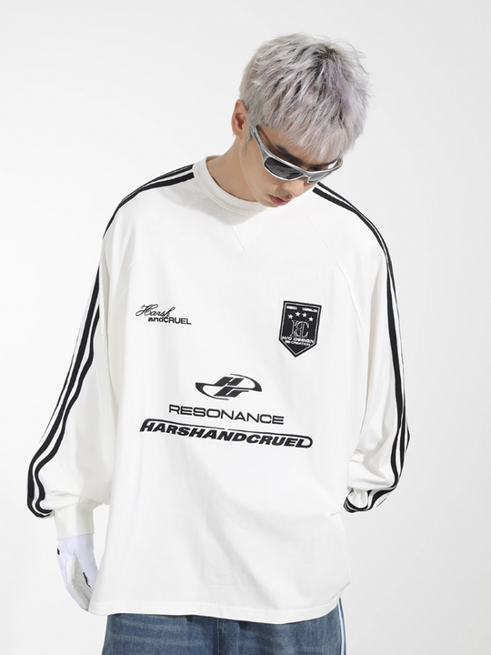 Harsh and Cruel Sport Splicing Embroidery Long Sleeve Tee