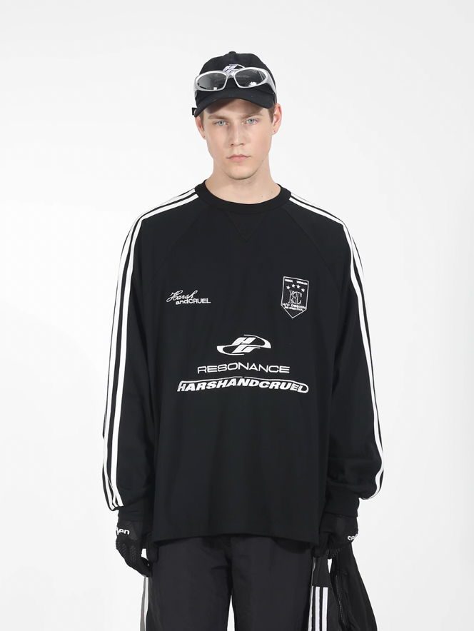 Harsh and Cruel Sport Splicing Embroidery Long Sleeve Tee