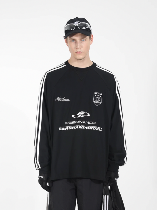 Harsh and Cruel Sport Splicing Embroidery Long Sleeve Tee