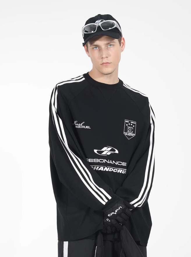Harsh and Cruel Sport Splicing Embroidery Long Sleeve Tee