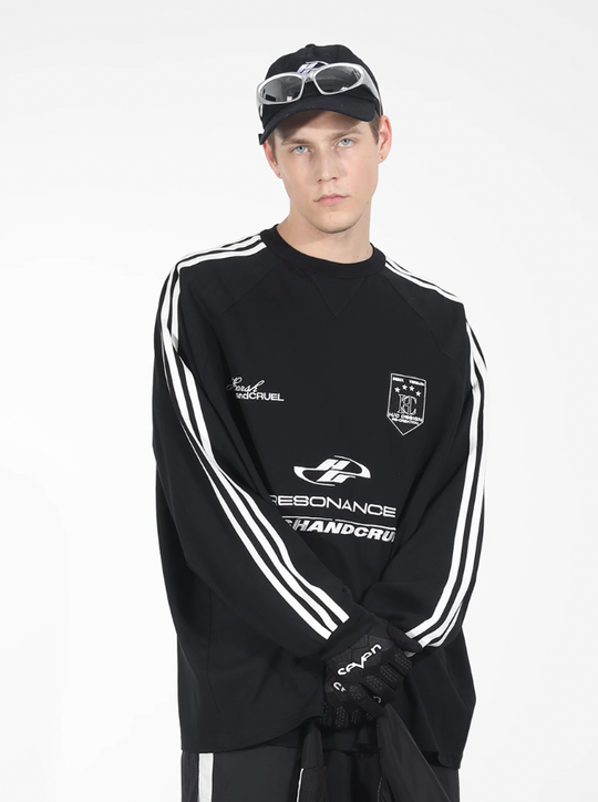 Harsh and Cruel Sport Splicing Embroidery Long Sleeve Tee