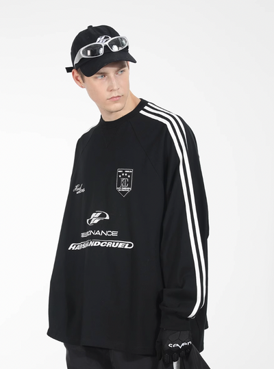 Harsh and Cruel Sport Splicing Embroidery Long Sleeve Tee