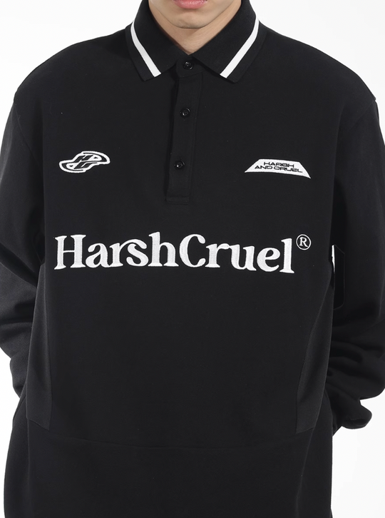 Harsh and Cruel Patchwork Embroidery Long Sleeve POLO