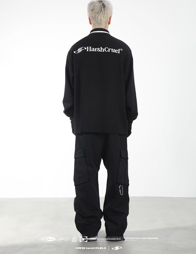 Harsh and Cruel Patchwork Embroidery Long Sleeve POLO