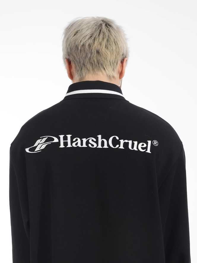 Harsh and Cruel Patchwork Embroidery Long Sleeve POLO