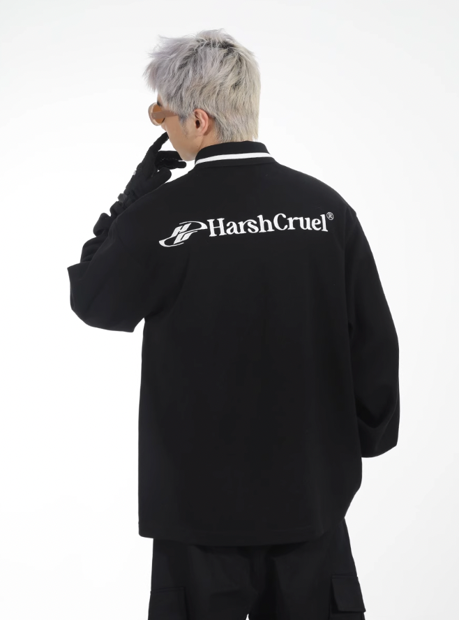 Harsh and Cruel Patchwork Embroidery Long Sleeve POLO