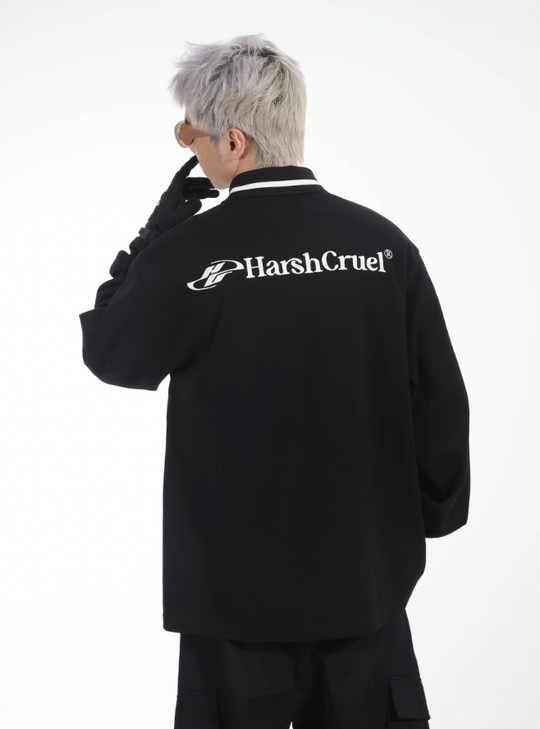 Harsh and Cruel Patchwork Embroidery Long Sleeve POLO