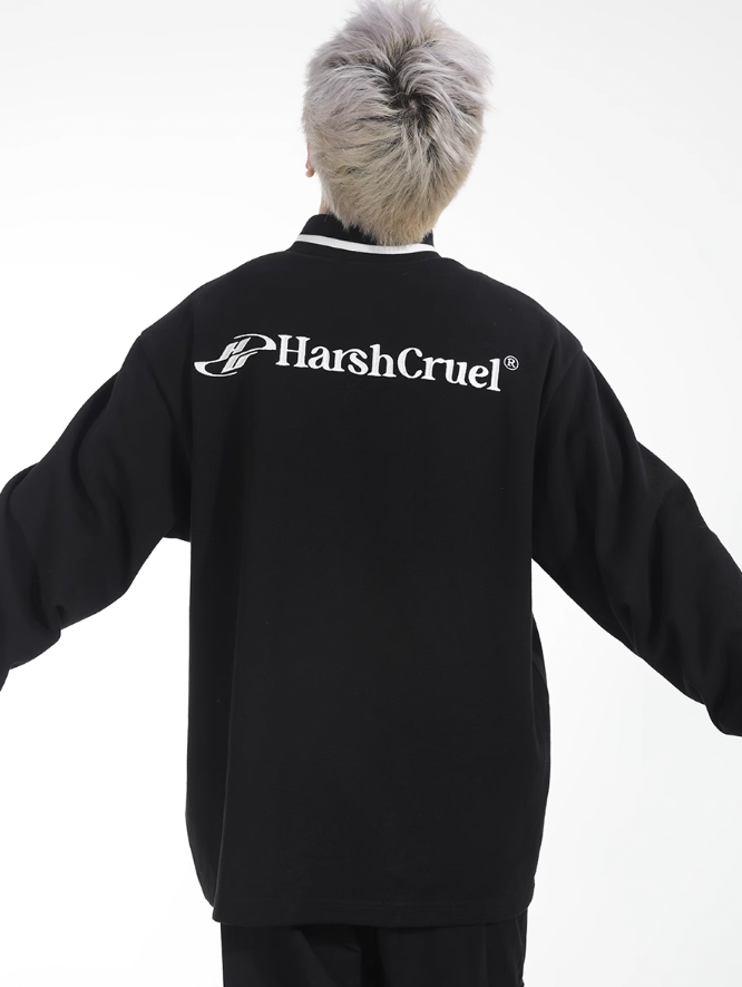 Harsh and Cruel Patchwork Embroidery Long Sleeve POLO