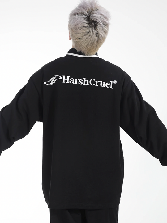 Harsh and Cruel Patchwork Embroidery Long Sleeve POLO