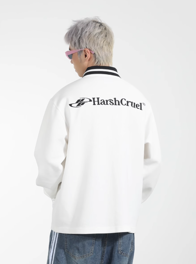 Harsh and Cruel Patchwork Embroidery Long Sleeve POLO