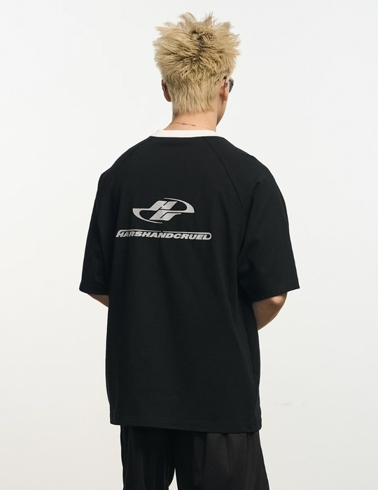 Harsh and Cruel Contrast Color Stitching Logo Tee
