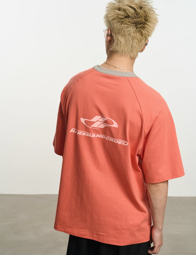 Harsh and Cruel Contrast Color Stitching Logo Tee