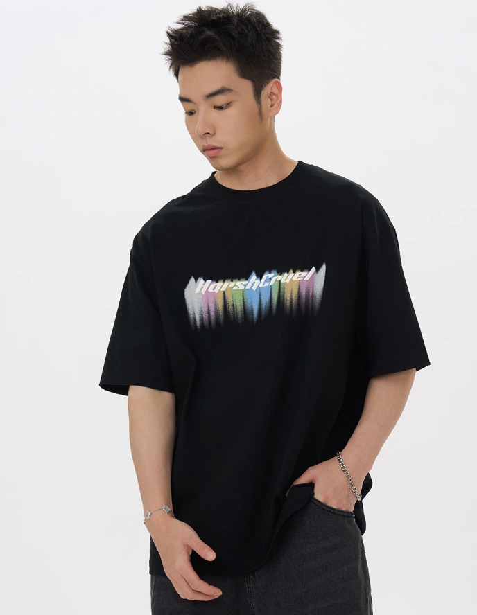 Harsh and Cruel Dripping Rainbow Logo Tee