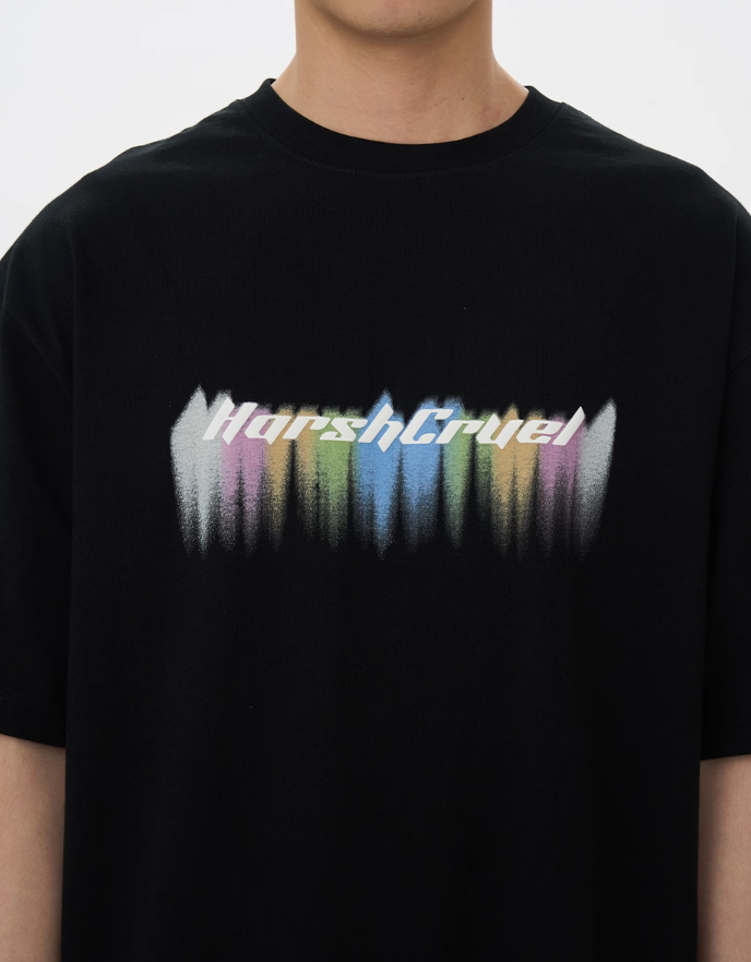 Harsh and Cruel Dripping Rainbow Logo Tee