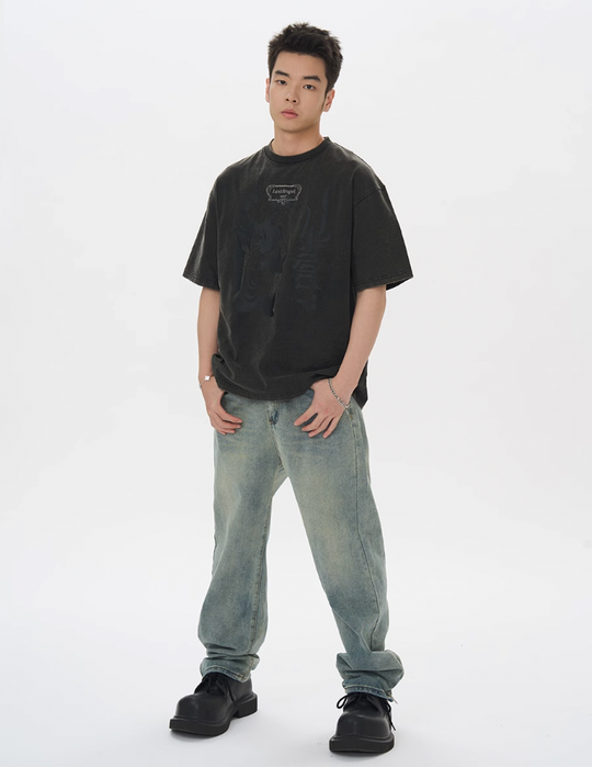 Harsh and Cruel Lost Angel Embroidered Foam Print Tee