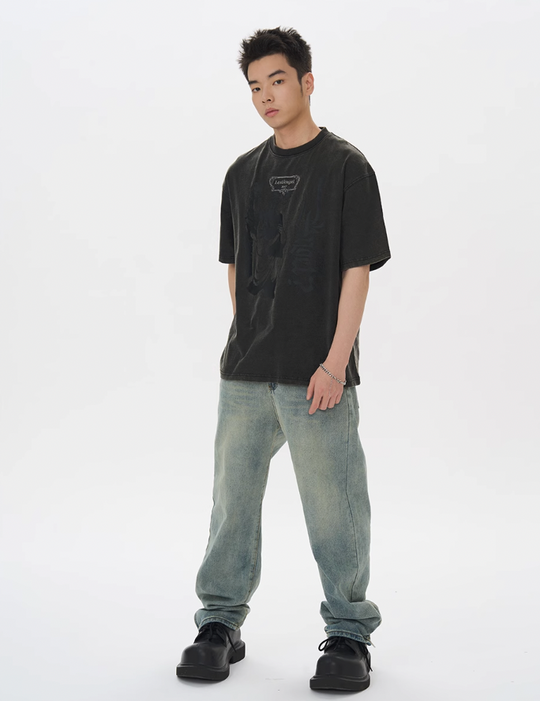 Harsh and Cruel Lost Angel Embroidered Foam Print Tee