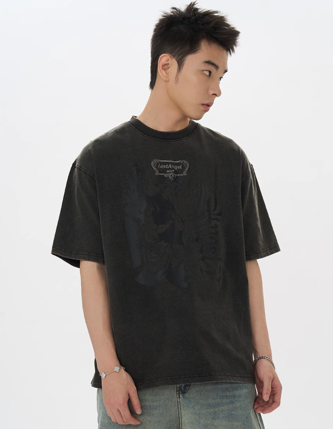 Harsh and Cruel Lost Angel Embroidered Foam Print Tee