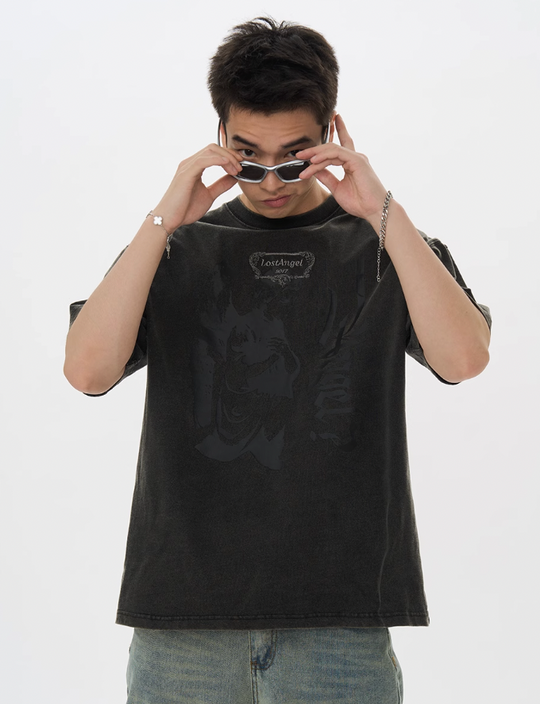 Harsh and Cruel Lost Angel Embroidered Foam Print Tee