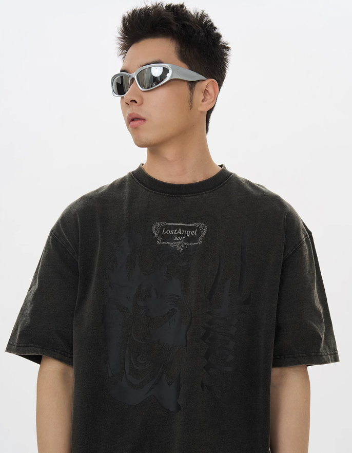 Harsh and Cruel Lost Angel Embroidered Foam Print Tee